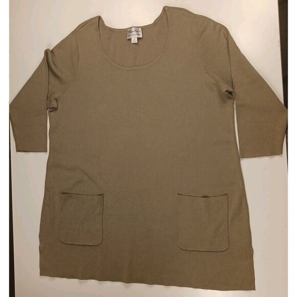 Whisper Knit by Louis Dell'Olio Women's 1X Knit Sweater Tunic Olive Green - Picture 2 of 9